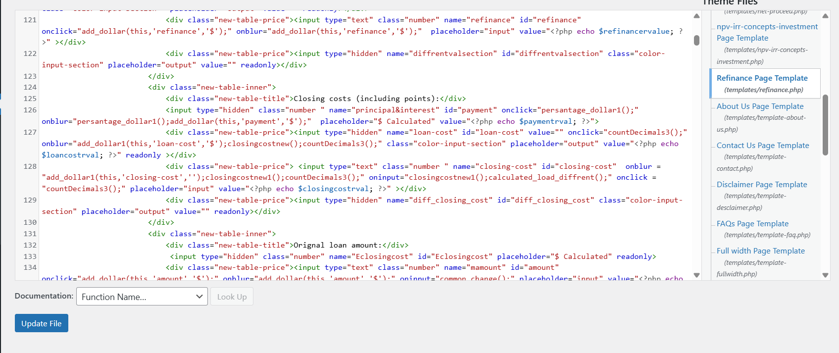 Screenshot of code editor showing HTML and PHP